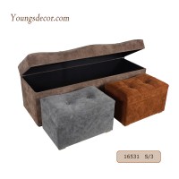 Living Room Furniture Wooden Long Vintage Ottoman Storage Stool Box Set